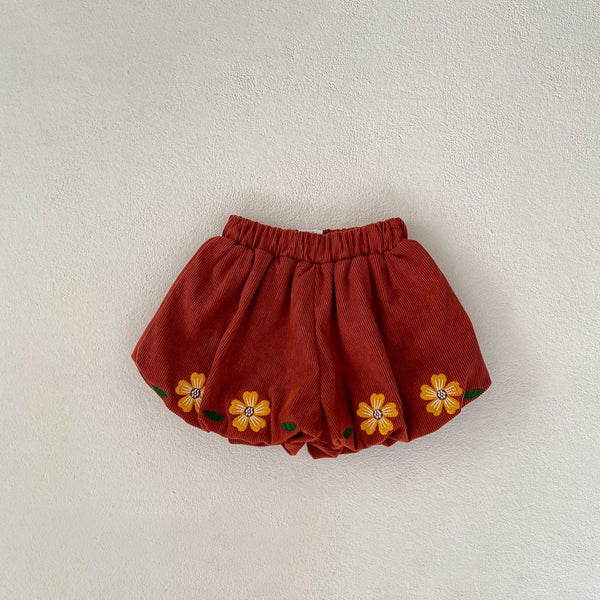 Baby Girl Corduroy  Embroidery Shorts